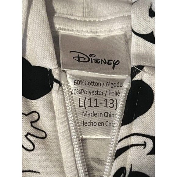 Disney Women's All-Over Print Mickey Mouse Zipper Sweatshirt Hoodie White Size L - Picture 2 of 3